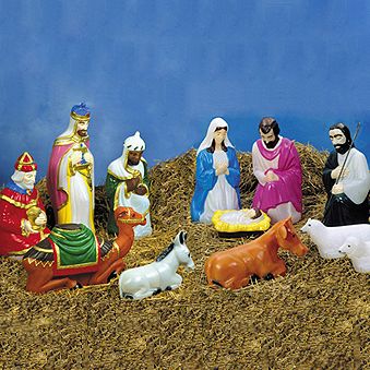 Christmas Outdoor Lighted Blow Molded Life Size Nativity Figures