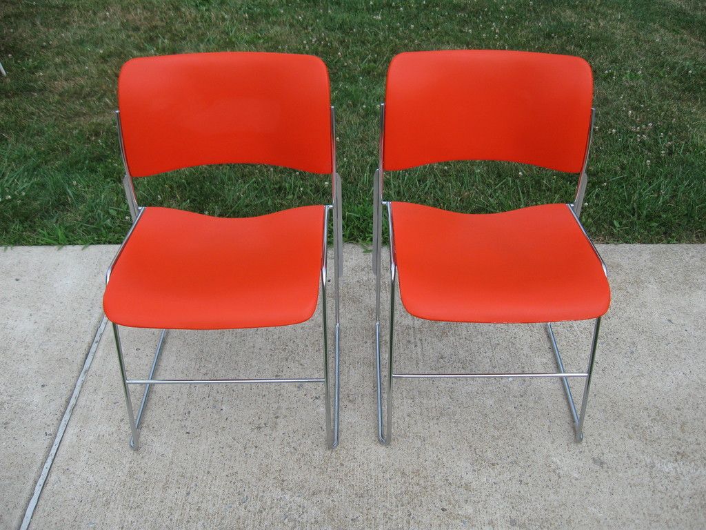 Chromcraft Mid Century Modern Chairs 60s Orange