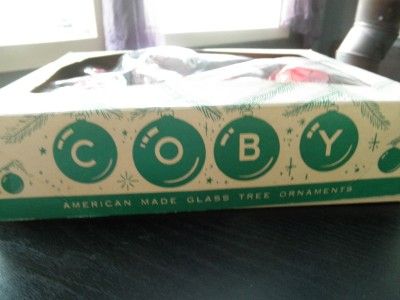 VINTAGE LOT OF 23 COBY GLASS PRODUCTS XMAS CHRISTMAS BULBS RED & TEAL