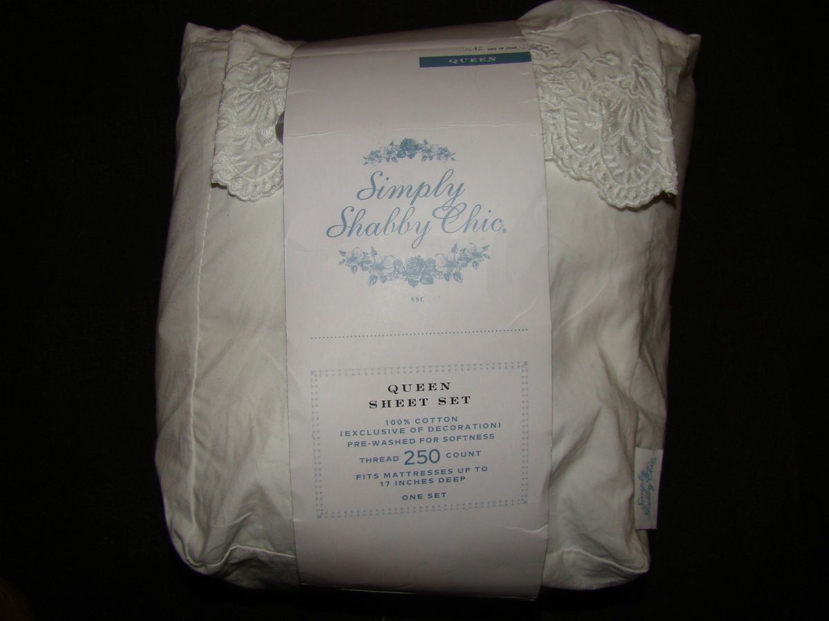 Simply Shabby Chic Woodrose Prestine White Sheet Set Queen