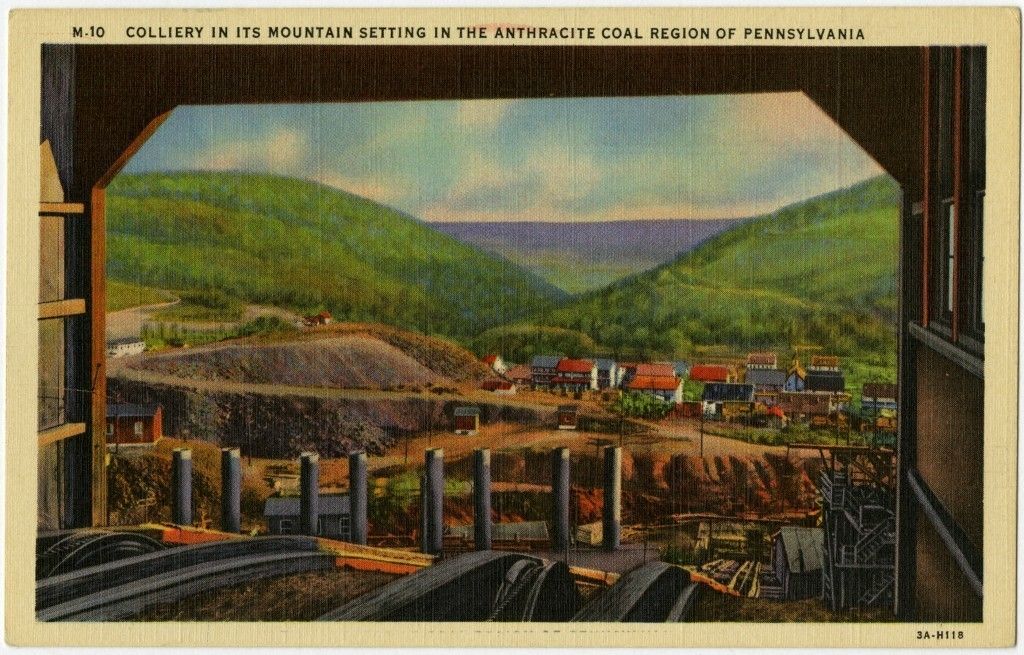  Linen PC Mining Colliery in Mountain Setting PA Anthracite Coal Region