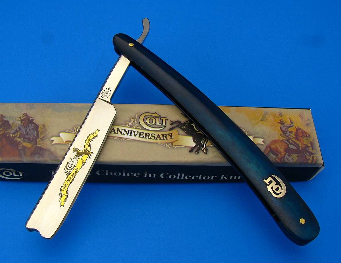 Colt 175th Anniversary Collectors Edition Straight Razor Knife Blue