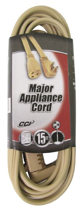 Coleman Cable 15 Foot Vinyl 14 Gauge Major Appliance Extension Cord