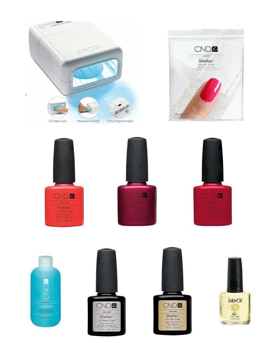 CND Shellac Authentic 11 PC Starter Kit Set CND Brisa UV Gel Lamp New