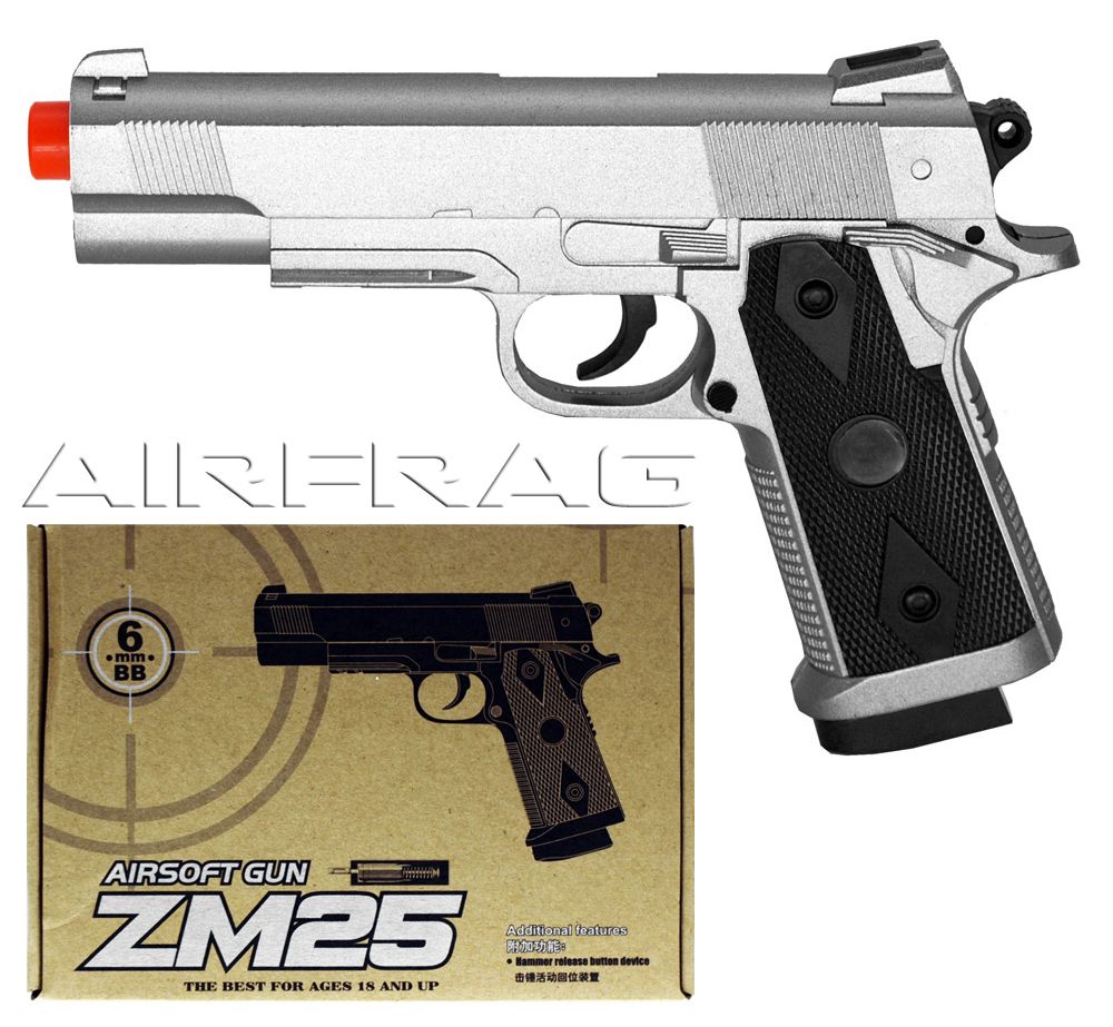 CYMA P826 ZM25 Metal COLT M1911 MKIV Silver Pistol Spring Airsoft Gun