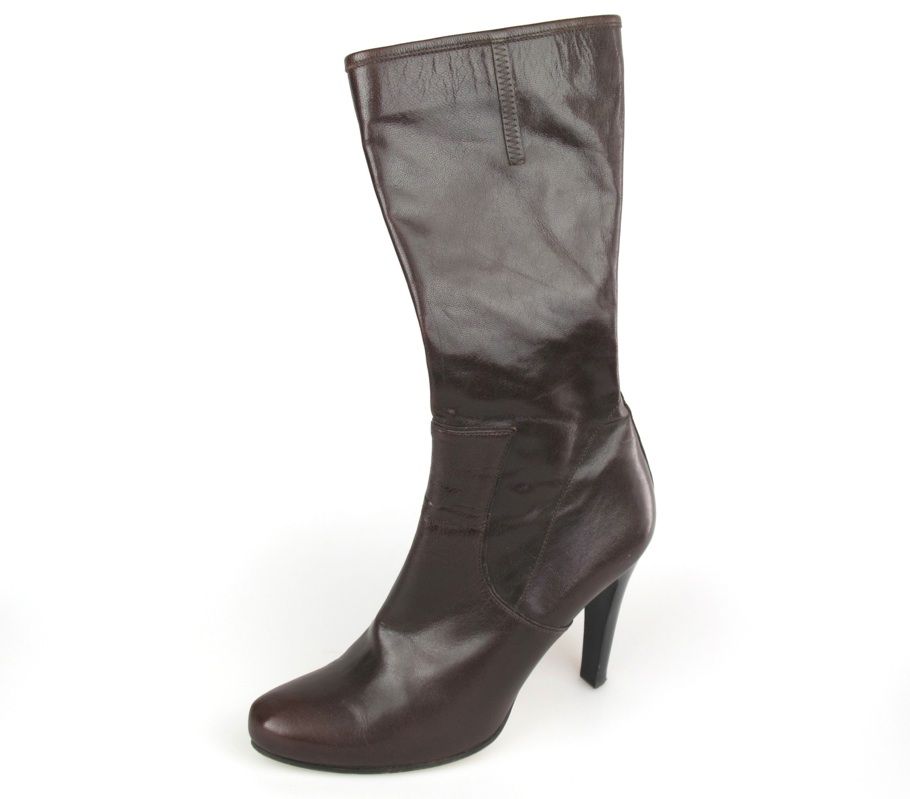 Costume National Tall Boot Brown Leather Sz 40 at Socialite Auctions