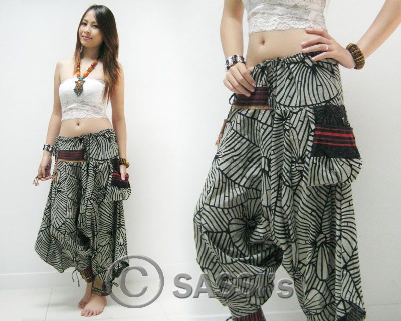 Pants PRC141 Cotton Naga Harem Hmong Boho Peasant Hilltribe Girl