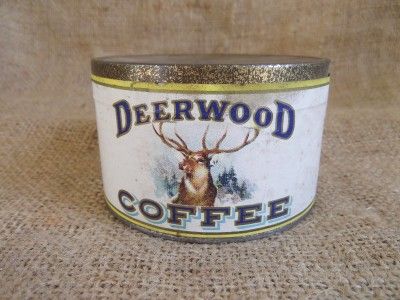 Antique Vintage Advertising Coffee Tin Deerwood RARE Sample Size 1922