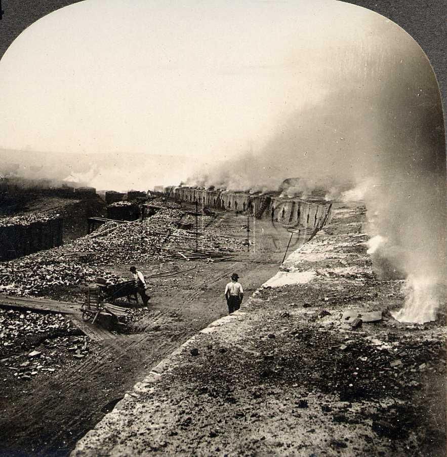 Pennsylvania CONNELLSVILLE Burning Coke In Coke Ovens Stereoview