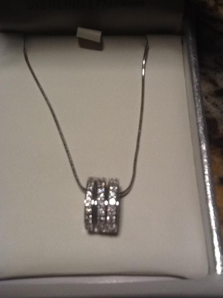 Crislu Triple Round Pendant CZ Sterling Platinum New Boxed $190 Sale