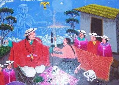 Magdalena Toaquiza Santeria EQUADOR Tigua Art Painting