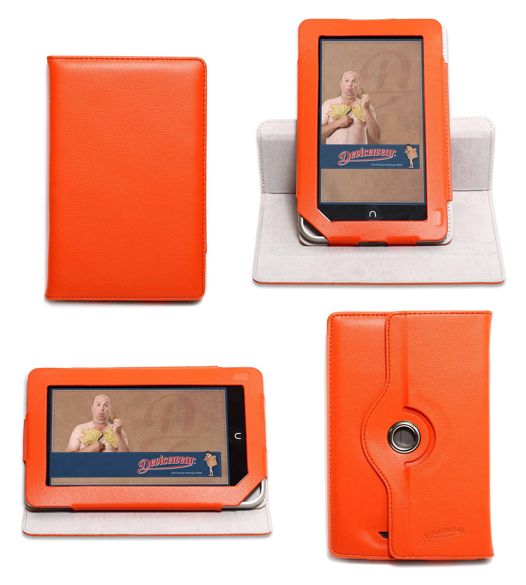  360 Rotating Orange Nook Tablet Color Case Vertical Stand Cover