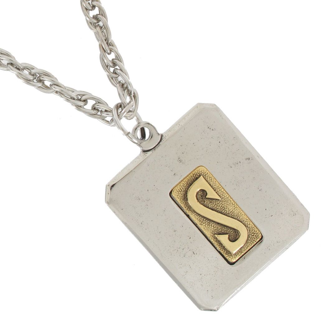 Personalized Custom Initial Letter Pendant Necklace Silver Plated Made