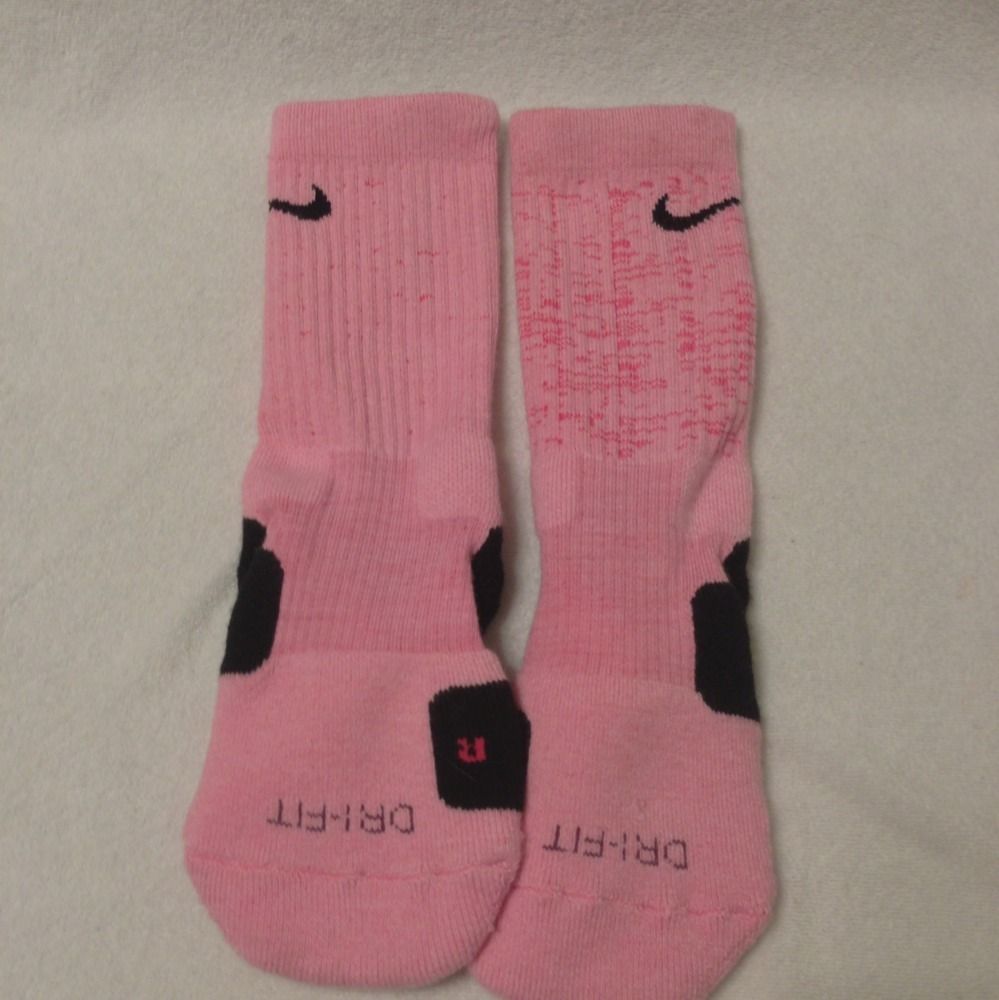 Custom Nike Elite Basketball Socks Pink with Black Stripes Youth Size