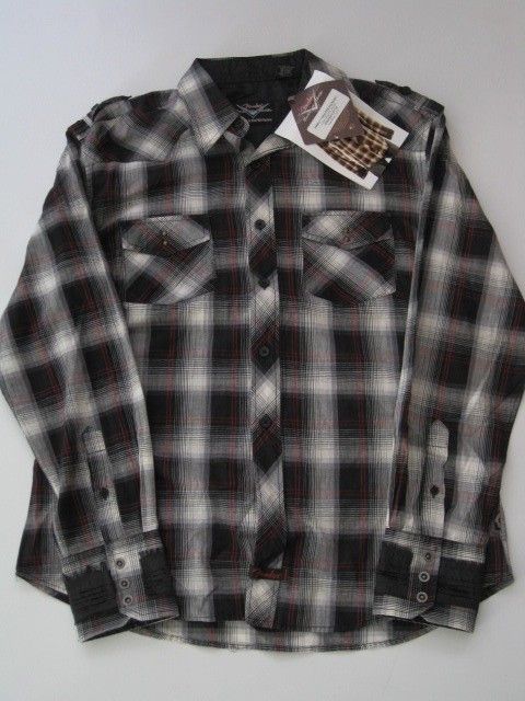   BLACK PLAID FENDER CUSTOM SHOP SHIRT Button LONGSLEEVE MEDIUM M