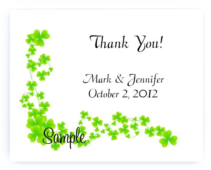  Custom Irish Green Shamrock Clover Wedding Thank You Cards