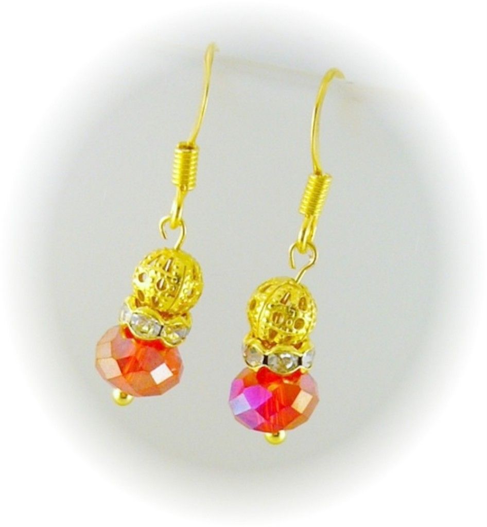 Artisan Petite Rondelle Crystal Drop Earrings 7 Colors LDC Designs