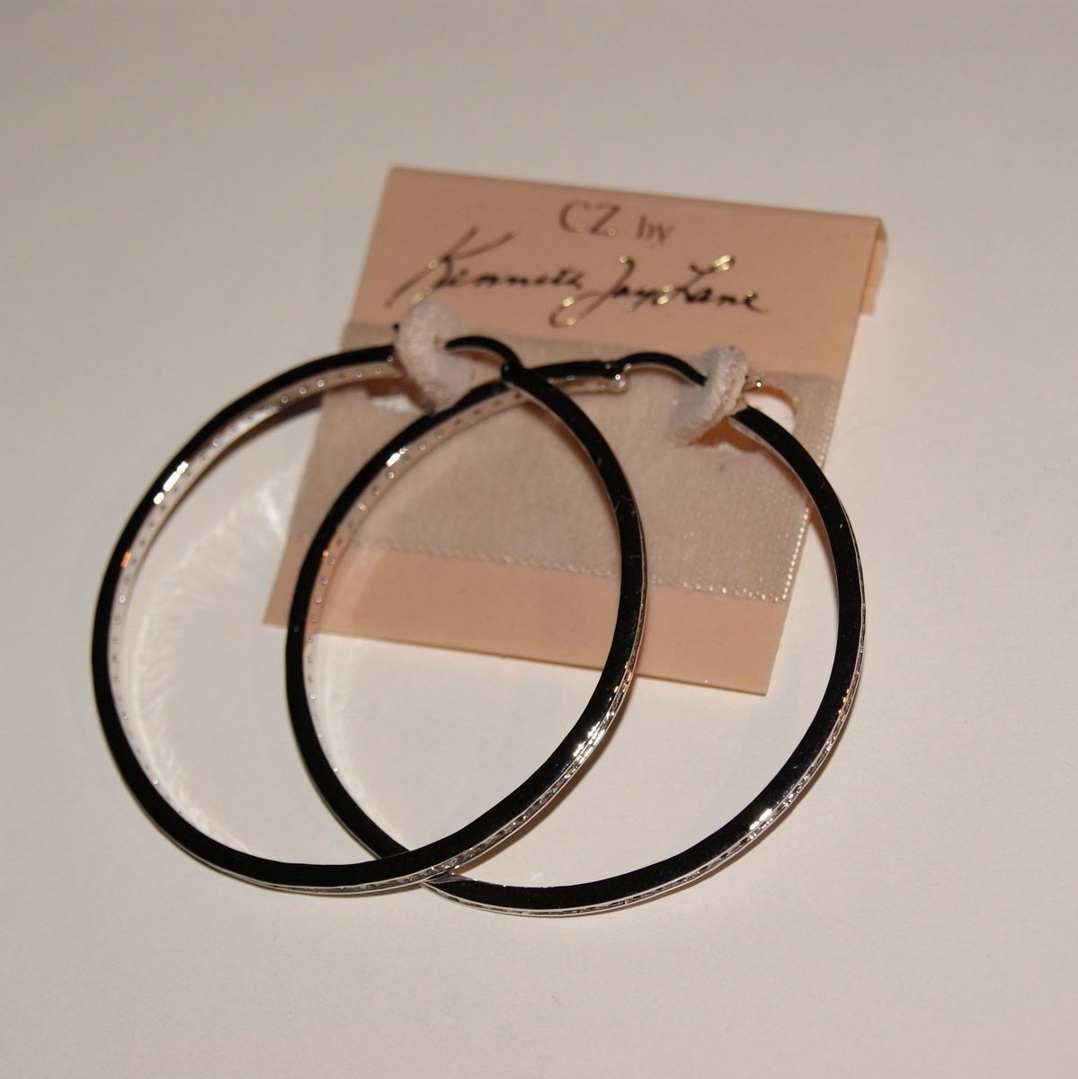 CZ by Kenneth Jay Lane CZ Hoop Large Style Classic Hoop Earrings KE009