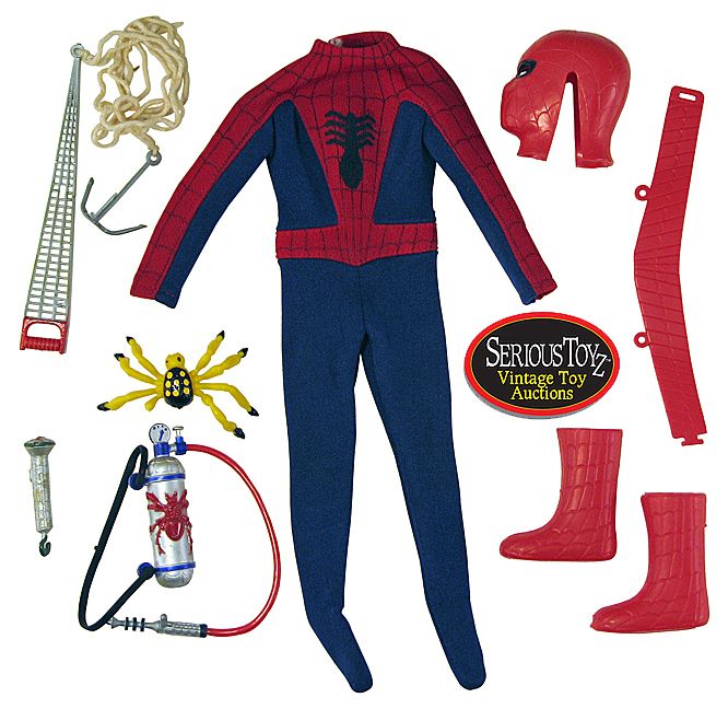 1967 Ideal Vintage Captain Action Spiderman Costume Complete Nice