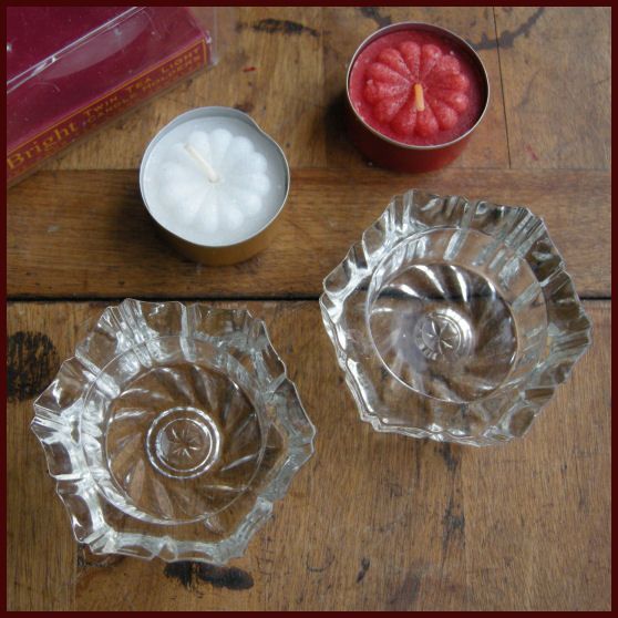  Packaged Crystal Bright Clear Glass Candle Holders & Tea Light Candles