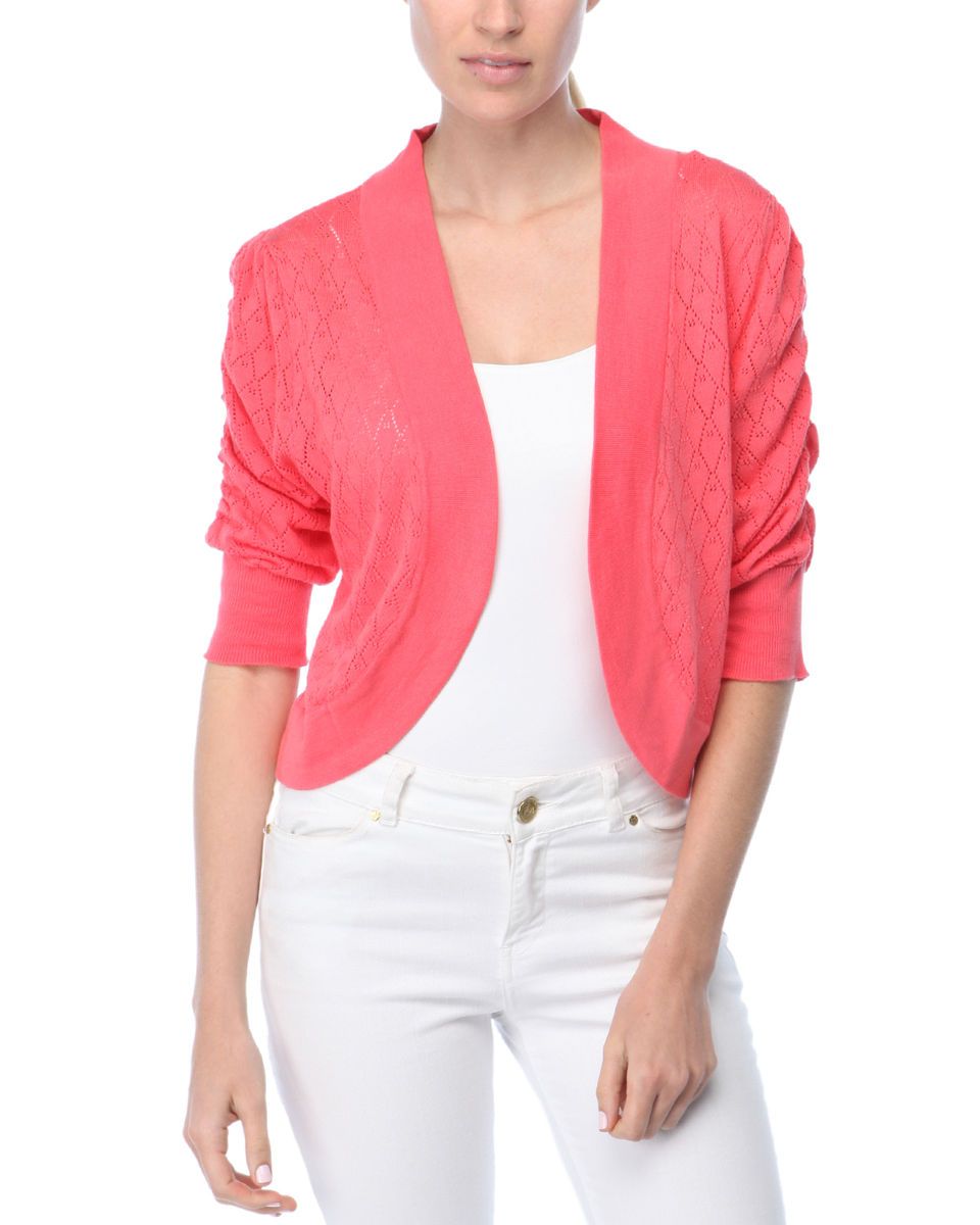  Cupio Coral Pointelle Shrug