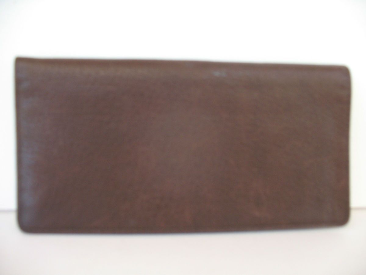 FOSSIL SUPER SOFT BROWN PEBBLED LEATHER INTERIOR LOGO FABRIC CHECKBOOK