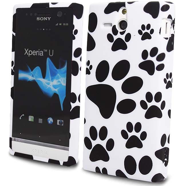 For Sony Ericsson Xperia U ST25i Paws Footprint White Silicone Gel