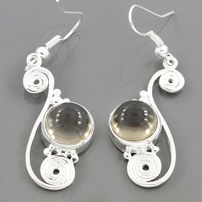 Natural Smoky Quartz Gemstone 925 Sterling Silver Plated Dangle