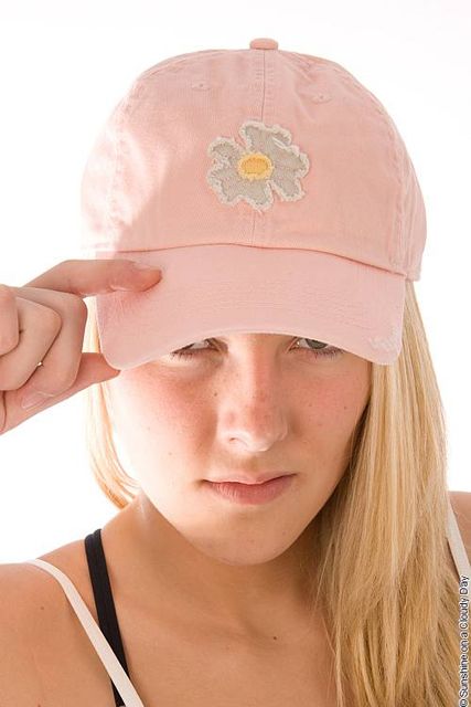 Life is Good   Daisy Tattered Chill Cap Pink Baseball Cap Hat   Women