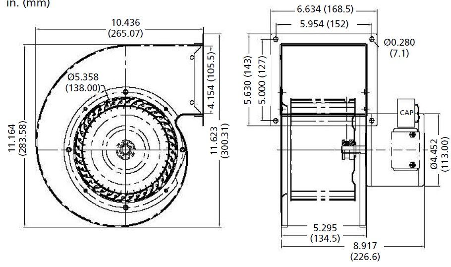  Rotom Replacement Blower 549 CFM For Dayton 4C445, 1TDT2, 4YJ32,115V