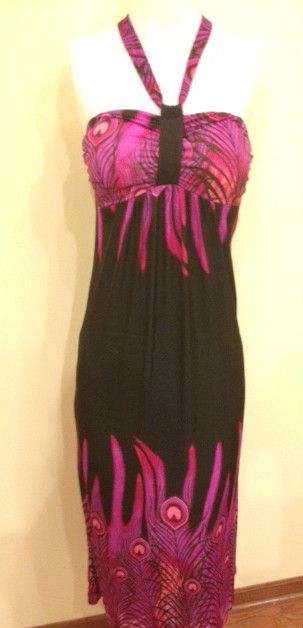 NWT WOMENS CYN BY CYNTHIA MEHRA HALTER KNIT MAXI DRESS SZ SM MED