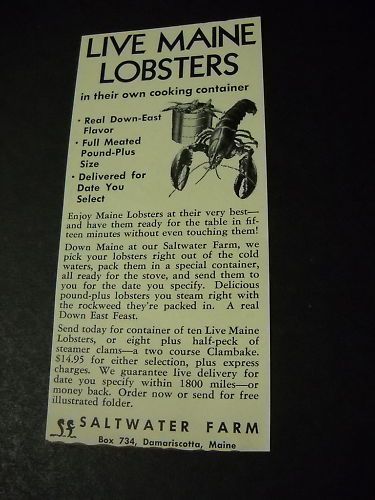 Saltwater Farm Damariscotta Maine Original 1952 Advert