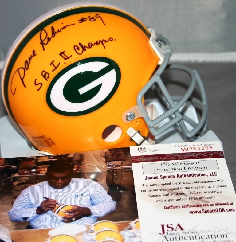 DAVID ROBINSON AUTOGRAPHED CUTOM MASK MINI HELMET GREEN BAY PACKERS SB