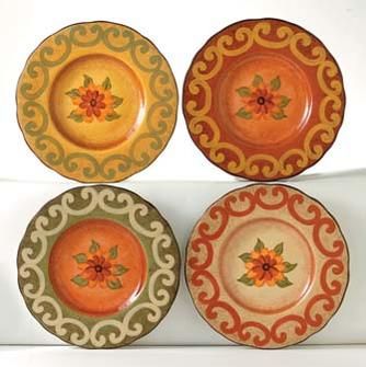 Casa Cristina Tuscan Mediterranean Painted Plate Set 4