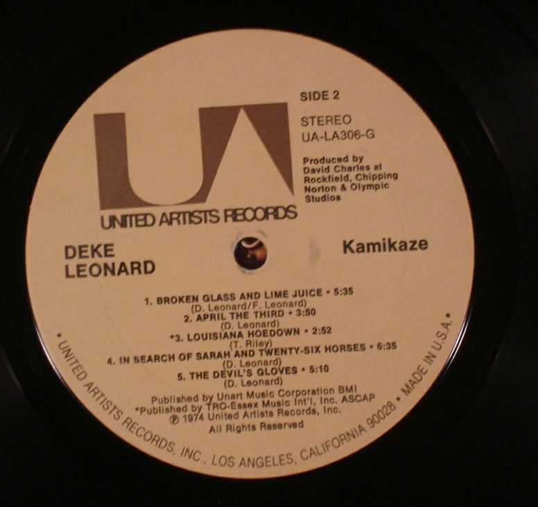 Deke Leonard Kamikaze 1974 LP Psych UA USA Issue