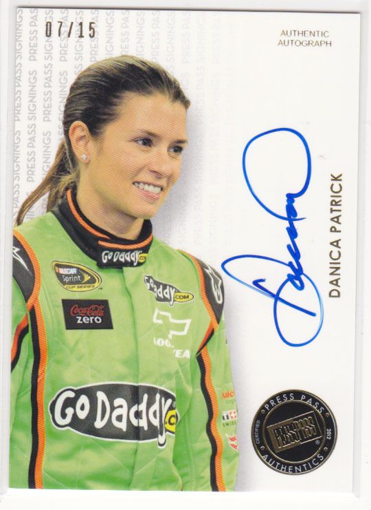 DANICA PATRICK 2013 Press Pass Autograph #7/15 Gold Signings Auto