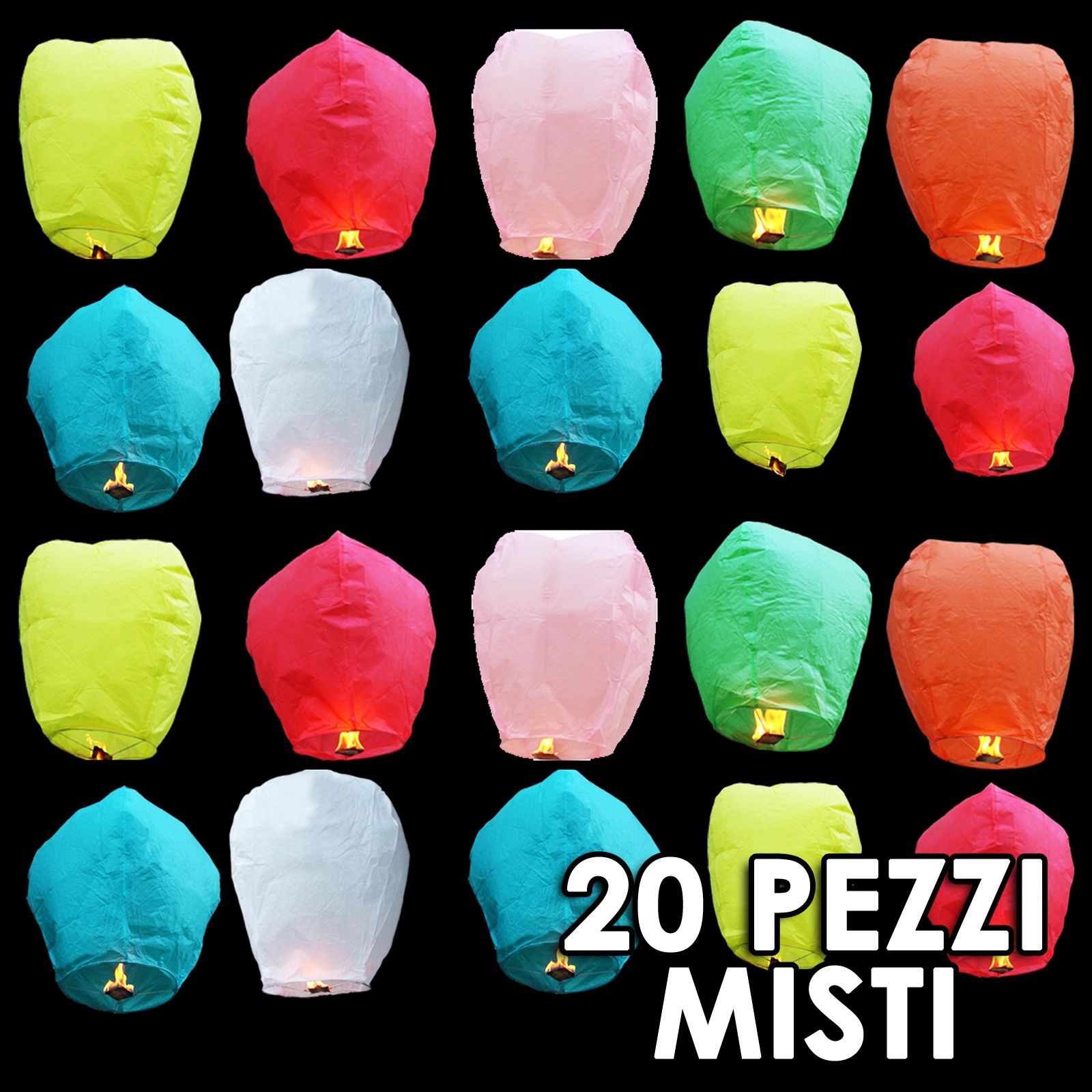 20 Pz Lanterne Volanti Sky Lantern Lanterna Volante Cinese Mongolfiera