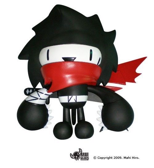 SPIKI NINJA FIGURE DESIGNER TOY BY NAKANARI WITH TWO AUTOGRAPHS DUNNY