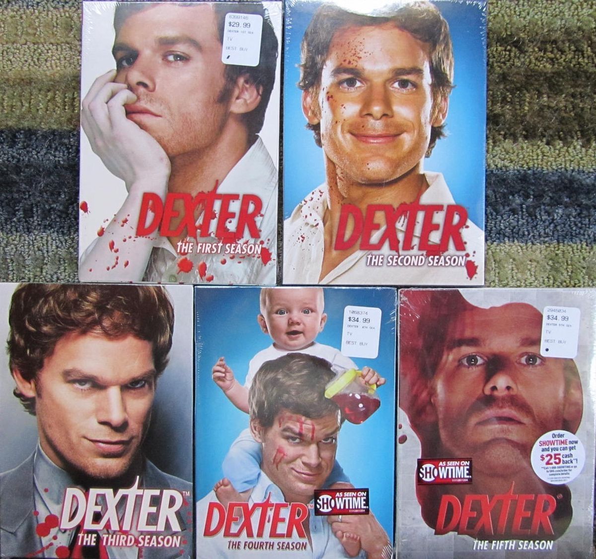 DEXTER SEASONS 1   5   INDIVIDUALLY FACTORY SEALED   BRAND NEW