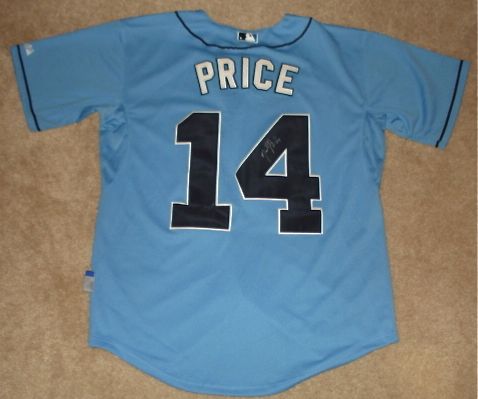 DAVID PRICE AUTOGRAPHED JERSEY (TAMPA BAY RAYS) PROOF