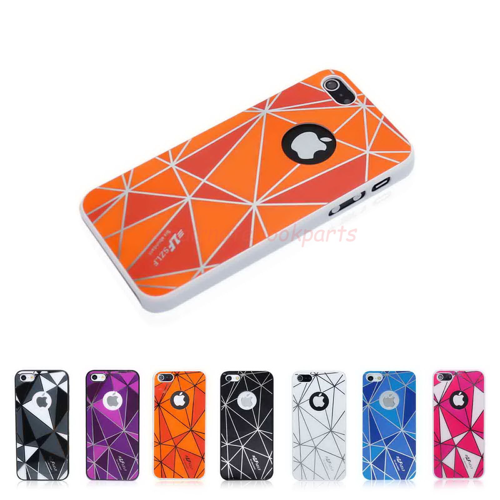 Orange Diamond Design Back Cover Case Touch Pen for Apple iPhone 5 Top