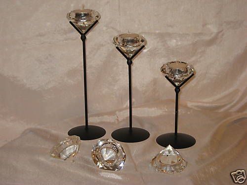 Crystal Diamond Tea Light Candle Holder Pedistal