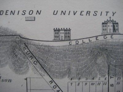 1875 Railroad Map Granville Ohio Denison University