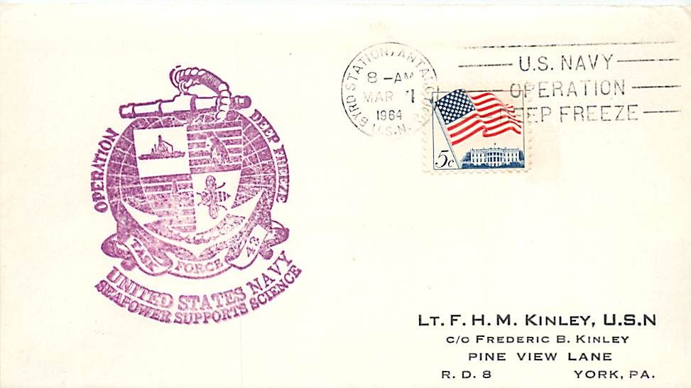 US 1964 Antarctic Cover Byrd Station Deepfreeze