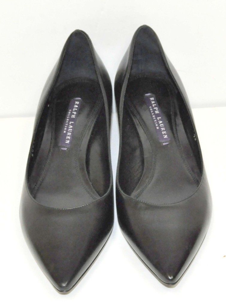 Ralph Lauren Delaney Black Baby Calf Woman Shoes 7 5 B