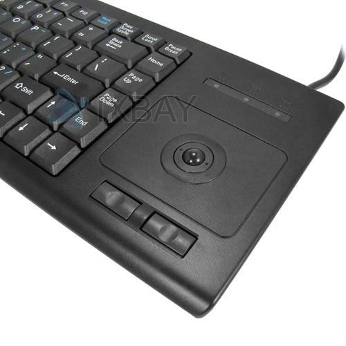 USB 87 Keys Wired Keyboard with Trackball Mouse Win7