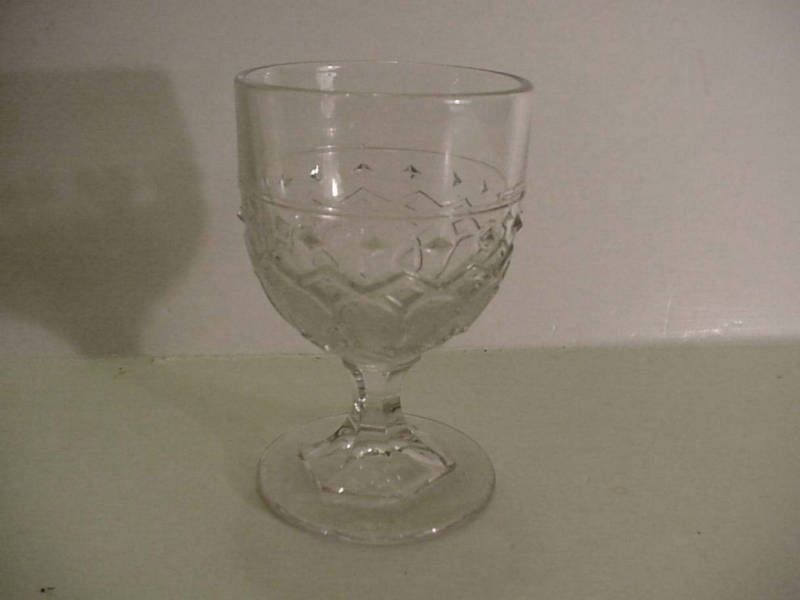 Antique Pattern Glass EAPG Egg Cup Loop Dart Diamond