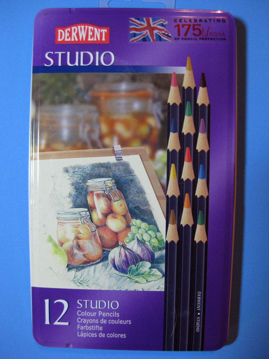 DERWENT STUDIO COLOR PENCILS 12 PKG FINE LINES DETAILS 32196 NEW