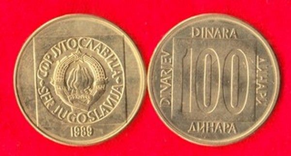 yugoslavia 100 dinara 1989 uncirculated coin