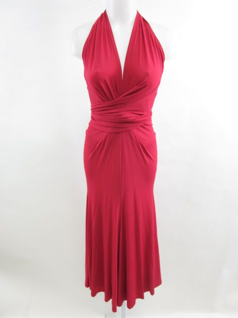 donna karan new york magenta long halter dress sz m